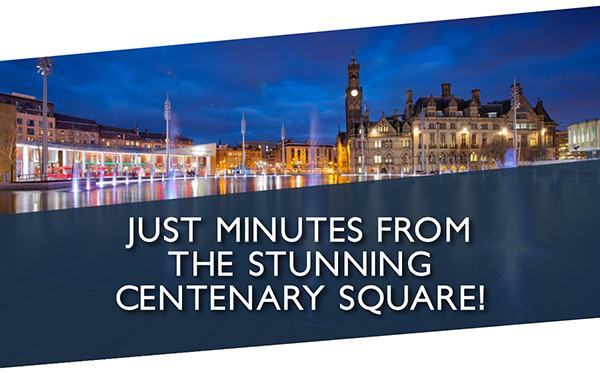 Just minutes from the stunning centenary square!